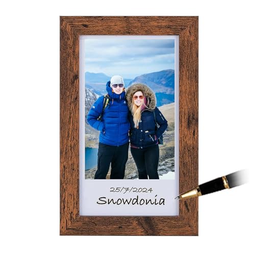 NUPTIO 10x15cm Holz Bilderrahmen Beschreibbar: 3er Set Fotorahmen auf Tisch - Braun Photo Frame - Vintage Holzbilderrahmen für Family von NUPTIO