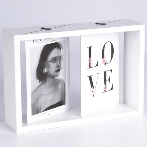 NUPTIO 10x15cm Holz Bilderrahmen Doppelbilderrahmen: Fotorahmen auf Tisch - Weiß Photo Frame - Modern Holzbilderrahmen für Family von NUPTIO