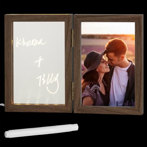 NUPTIO 10x15cm Holz Bilderrahmen Doppelbilderrahmen: Led Fotorahmen auf Tisch - Braun Licht Photo Frame - Modern Holzbilderrahmen Weihnachtsgeschenke Muttertagsgeschenk Geburtstagsgeschenk NUPTIO 10x15cm Holz Bilderrahmen Doppelbilderrahmen: Led Fotorahmen auf Tisch - Braun Licht Photo Frame - Modern Holzbilderrahmen Weihnachtsgeschenke Muttertagsgeschenk Geburtstagsgeschenk von NUPTIO
