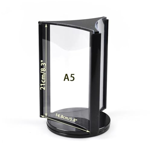 Klare Acryl-Displayhalter, drehbarer Schilderhalter for 3 Panels, Desktop-Displayständer im A4/A5-Format for Werkstätten, Büros, Geschäfte, Restaurants (Color : White, Size : A5) von NURII