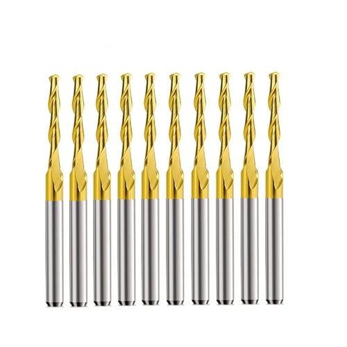 NUSHKI 10 Stück Hartmetallfräser 3,175 Mm Schaft Kugelkopffräser TiN-beschichteter Spiralgravur-Bit,3.175x3.175x22x38 NUSHKI 10 Stück Hartmetallfräser 3,175 Mm Schaft Kugelkopffräser TiN-beschichteter Spiralgravur-Bit,3.175x3.175x22x38 von NUSHKI