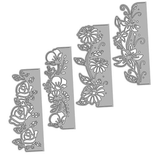 NUSITOU 4 Stück Blumen Spitzenschneider Stanzformen Für Die Kartenherstellung Metallformen Bastelformen Kartenherstellungsformen DIY Prägung Scrapbooking Stanzformen Metall von NUSITOU