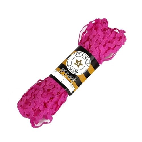 15 Yard/lot 8 mm mehrfarbiges Terylenband Zickzack-Spitzenbesatzband für Hochzeitsdekoration, handgefertigt, DIY-Näharbeiten, Dunkelrosa von NUTENZA