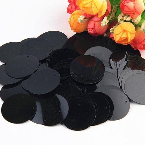 Pailletten 50 mm große runde Laser-Pailletten 5 cm PVC flache lose Pailletten Paillette Nähen Hochzeitstuch Material Pailletten 10 g-Schwarz, 40 mm 10 g von NUTENZA