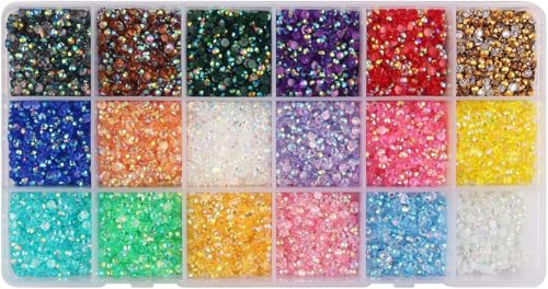 18000 Stück Strasssteine für Nägel 18 Farben 2 mm Rhinestones Set Hotfix Strasssteine Flache Rückseite Harz Kristall AB Jelly Strasssteine Bunte Glitzersteine Nägel für DIY Nägel Handwerk 18000 Stück Strasssteine für Nägel 18 Farben 2 mm Rhinestones Set Hotfix Strasssteine Flache Rückseite Harz Kristall AB Jelly Strasssteine Bunte Glitzersteine Nägel für DIY Nägel Handwerk von NUUOTP