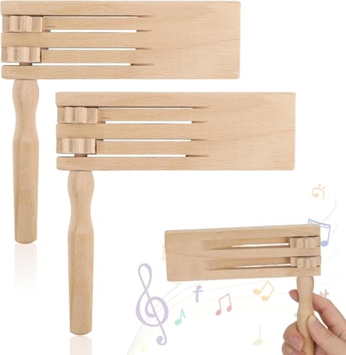 2 Stück Holzratsche Geräusche Maker Ratsche Holzs Holz Rassel Ratsches Holz Spinning Ratsche Krachmacher Instrumente Kinder für Anfeuern Sport Spiele Parteien Veranstaltungen, Sportveranstaltungen von NUUOTP
