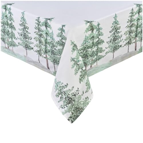 Nuvole di Stoffa Weiße quadratische Weihnachtstischdecke aus Baumwolle mit bemaltem Effekt „Nord“, Vintage-Shabby, Country-Chic, 100 x 100 cm von NUVOLE DI STOFFA
