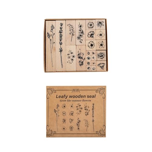 22 Stück Holzstempel, Blumen Stempel Set, Naturpflanzen Mustern Vintage Motivstempel, für Scrapbooks, Tagebücher, DIY Karten, Beschriften, Zweige und Blütenblätter 22 Stück Holzstempel, Blumen Stempel Set, Naturpflanzen Mustern Vintage Motivstempel, für Scrapbooks, Tagebücher, DIY Karten, Beschriften, Zweige und Blütenblätter von NUWIQ