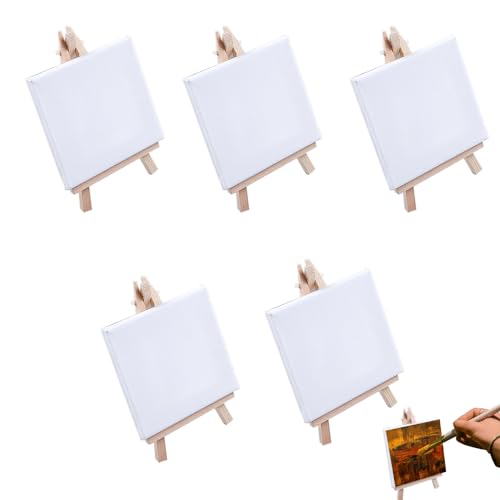 5 Stück Mini Staffeleien mit Leinwand, Mini Staffelei Set, 10 x 10 cm Leinwand, mit 8 x 15 cm Staffelei Kleine, für Display, Fotos, Visitenkarten, Fotoalben, Poster Foto Memo, Malhandwerk 5 Stück Mini Staffeleien mit Leinwand, Mini Staffelei Set, 10 x 10 cm Leinwand, mit 8 x 15 cm Staffelei Kleine, für Display, Fotos, Visitenkarten, Fotoalben, Poster Foto Memo, Malhandwerk von NUWIQ