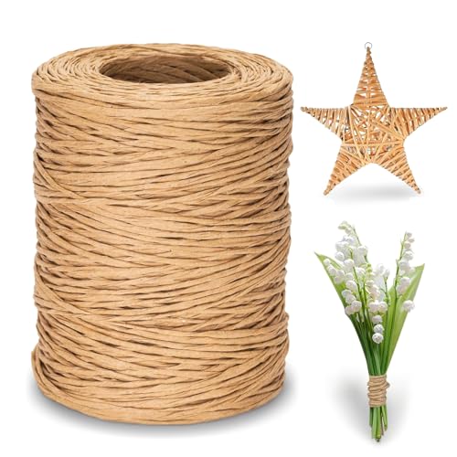 Blumendraht, 200 m x 2 mm, mit Papier überzogen, Bastel-Rankenbindung, Floristendraht zur Kranzherstellung, biegbarer Ranken-Florist zum Verpacken von Blumensträußen (Hellbraun) von NUWIQ
