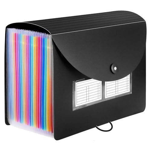 Dokumentenmappe A4, 37 Taschen Erweitern Dateiordner, Fächermappe, Regenbogen Ordner Akkordeon Aktenordner mit Etiketten, Erweitern Ordnungsmappe mit Deckel von NUWIQ