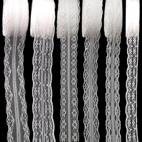 Spitzenband Weiß, 6 Rollen Vintage Spitze, 10M Spitzenbordüre Spitzenband, Spitzenbänder für Nähen Handwerk Hochzeit Deko Scrapbooking Geschenkbox Spitzenband Weiß, 6 Rollen Vintage Spitze, 10M Spitzenbordüre Spitzenband, Spitzenbänder für Nähen Handwerk Hochzeit Deko Scrapbooking Geschenkbox von NUWIQ