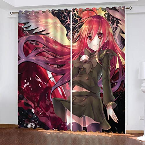 NUYSP Anime Vorhang Blickdicht B 150 X H 166 cm Polyester Vorhänge mit Ösen 2er Set Gardinen, 3D Gedruckt Manga-Mädchen Verdunkelungsvorhang für Kinderzimmer Wohnzimmer Schlafzimmer von NUYSP