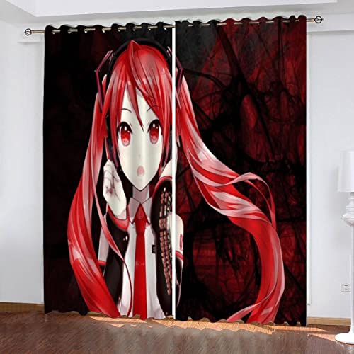 NUYSP Anime Vorhang Blickdicht B 220 X H 215cm Polyester Vorhänge mit Ösen 2er Set Gardinen, 3D Gedruckt Kawaii Weiblich Verdunkelungsvorhang für Kinderzimmer Wohnzimmer Schlafzimmer von NUYSP