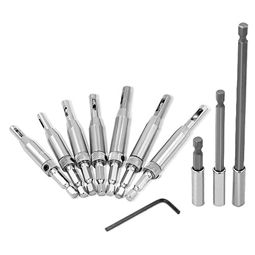 NUZAMAS Set von 7 Hex Schaft Scharnier Zentrierbohrer Holzbearbeitung Tür Kabinett Fenster Lochsäge mit 3 Verlängerungsstangen 65mm 100mm 150mm NUZAMAS Set von 7 Hex Schaft Scharnier Zentrierbohrer Holzbearbeitung Tür Kabinett Fenster Lochsäge mit 3 Verlängerungsstangen 65mm 100mm 150mm von NUZAMAS