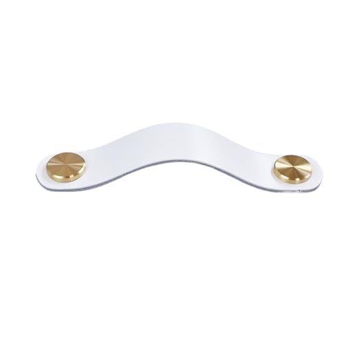 NUZBCPETR Ledergriffe, Möbelgriffe aus Leder, for Küchenschränke, Aufbewahrungstüren, Schuhschränke, Kleiderschrank, Schubladengriffe aus Leder(96mmwhite Gold) von NUZBCPETR