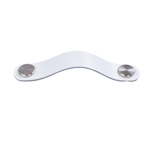 NUZBCPETR Ledergriffe, Möbelgriffe aus Leder, for Küchenschränke, Aufbewahrungstüren, Schuhschränke, Kleiderschrank, Schubladengriffe aus Leder(96mmwhite Silver) von NUZBCPETR