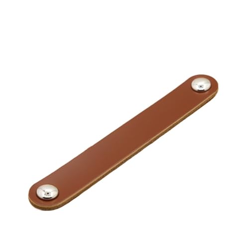 NUZBCPETR Ledergriffe, Schubladenschranktür Möbelgriff Leder Schwarze Griffe Kleiderschrank Küchenknöpfe Hardware Türgriffe Leder Schubladengriffe(Brown Chrome,128mm) von NUZBCPETR