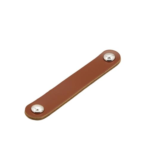 NUZBCPETR Ledergriffe, Schubladenschranktür Möbelgriff Leder Schwarze Griffe Kleiderschrank Küchenknöpfe Hardware Türgriffe Leder Schubladengriffe(Brown Chrome,96mm) von NUZBCPETR