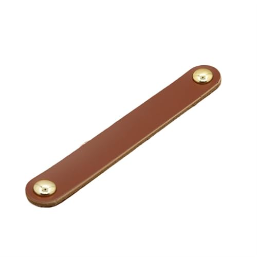 NUZBCPETR Ledergriffe, Schubladenschranktür Möbelgriff Leder Schwarze Griffe Kleiderschrank Küchenknöpfe Hardware Türgriffe Leder Schubladengriffe(Brown Gold,128mm) von NUZBCPETR