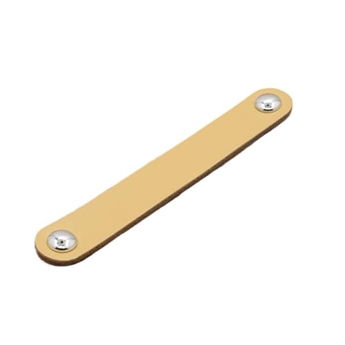 NUZBCPETR Ledergriffe, Schubladenschranktür Möbelgriff Leder Schwarze Griffe Kleiderschrank Küchenknöpfe Hardware Türgriffe Leder Schubladengriffe(Flesh Chrome,128mm) von NUZBCPETR