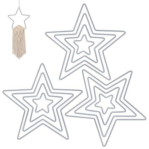 NVGFTG 12 Stück Metallring Stern 5/10/15/20 cm Metall Sterne Drahtsterne Set Metallring Deko Stern Metallsterne zum Basteln Dekor Traumfänger DIY (Silber) von NVGFTG