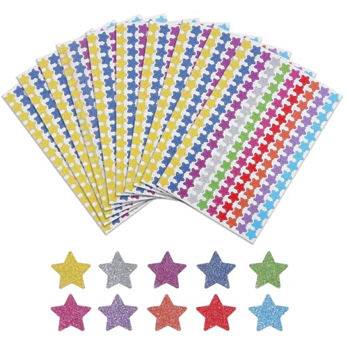 NVGVUP 1500 Stück 10 Farben Sterne Aufkleber, Belohnungssticker für Kinder, Bunte Glitzer Sticker, Selbstklebende Star Sticker für Lehrer, Studenten, Scrapbooking, DIY-Handwerk (1.3 cm Durchmesser) NVGVUP 1500 Stück 10 Farben Sterne Aufkleber, Belohnungssticker für Kinder, Bunte Glitzer Sticker, Selbstklebende Star Sticker für Lehrer, Studenten, Scrapbooking, DIY-Handwerk (1.3 cm Durchmesser) von NVGVUP