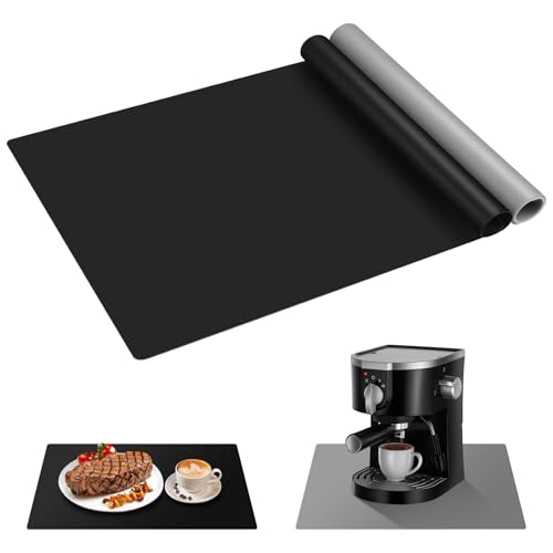 NVGVUP 2 Stück Silikonmatte Groß 60x40 cm, Silikonmatte für Epoxidharz, Rutschfeste Bastelunterlage, Malunterlage für Kinder, Mehrzweck Antihafte Hitzebeständige Platzset (Schwarz + Grau) von NVGVUP