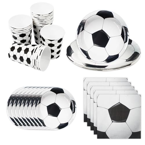 NVGVUP Fußball-Geschirr-Set, 60 Stück, Fußball-Party-Pappteller, Becher und Servietten für 20 Gäste, Sportthema, Fußball-Party-Dekorationen, WM-Geburtstagsdekorationen NVGVUP Fußball-Geschirr-Set, 60 Stück, Fußball-Party-Pappteller, Becher und Servietten für 20 Gäste, Sportthema, Fußball-Party-Dekorationen, WM-Geburtstagsdekorationen von NVGVUP
