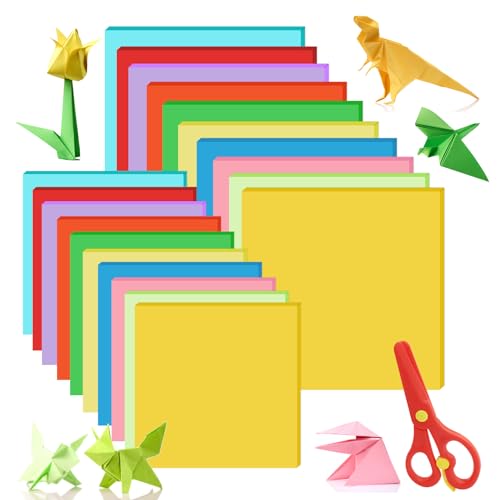 NVIYAM 200 Blatt Buntes Papier Origami Papier Bastelset 15X15cm Und 20x20cm Tonpapier Bunt Blatt Origami Faltpapier Blatt Buntes Origami-Papier für Kinder Blätter Origami Papier Buntpapier zum Basteln von NVIYAM