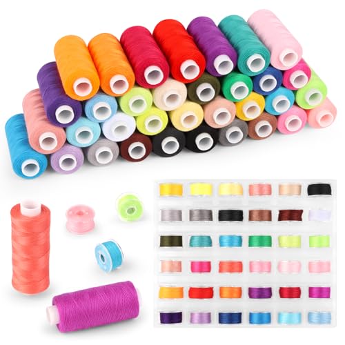 NVIYAM NäHgarn Set, 400 Yard NäHgarn FüR NäHmaschine, 36 Farben NäHmaschinengarn Je Garnrollen und 36 Unterfadenspulen, Qualitätsgarn Garn für Overlock-Nähmaschinen NVIYAM NäHgarn Set, 400 Yard NäHgarn FüR NäHmaschine, 36 Farben NäHmaschinengarn Je Garnrollen und 36 Unterfadenspulen, Qualitätsgarn Garn für Overlock-Nähmaschinen von NVIYAM