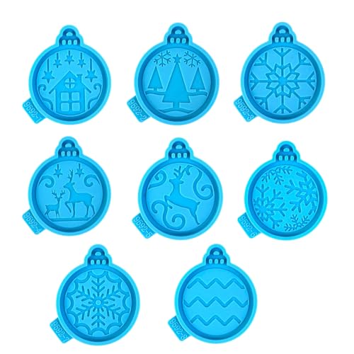 8 Stück Harzgussform Anhänger Formen Handwerk Formen Weihnachten Wanddekorationen Ornament Silikon für Handwerk Weihnachtsschmuck Silikon von NVOQILIN
