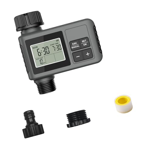 Automatischer Sprinkler-Timer mit Regenverzögerungsfunktion, einstellbarer Bewässerungsplan, energieeffizient, für Rasenflächen, Terrassen, kindersicher, für den Außenbereich, Wasser-Timer von NVOQILIN