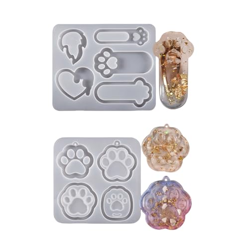 Flexible Silikonform mit Katzenpfoten-Anhänger, Treibsand, Schlüsselanhänger, Zubehör, Flüssigkeit, Sand, Ornamente, Schmuck-Werkzeug von NVOQILIN