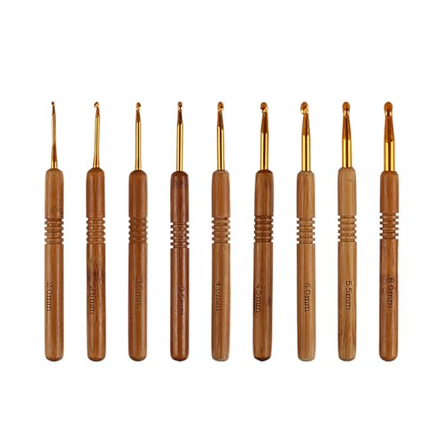 Häkelnadel mit Holzgriff, 2,0 mm - 6,0 mm, zum Stricken, Weben, Basteln, ergonomische Häkelnadel für Anfänger, Hobbyisten, professionelles Häkelwerkzeug, 9 Stück Häkelnadel mit Holzgriff, 2,0 mm - 6,0 mm, zum Stricken, Weben, Basteln, ergonomische Häkelnadel für Anfänger, Hobbyisten, professionelles Häkelwerkzeug, 9 Stück von NVOQILIN