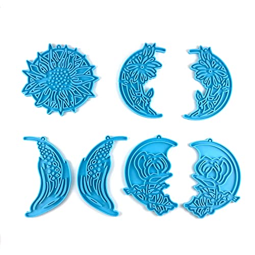 Mondblumen-Form zum Aufhängen an der Wand, Mond und Blume, Silikon für Zuhause, Türdekoration, Kunstformen-Set, Wandkunst-Formen für Epoxidharz Mondblumen-Form zum Aufhängen an der Wand, Mond und Blume, Silikon für Zuhause, Türdekoration, Kunstformen-Set, Wandkunst-Formen für Epoxidharz von NVOQILIN