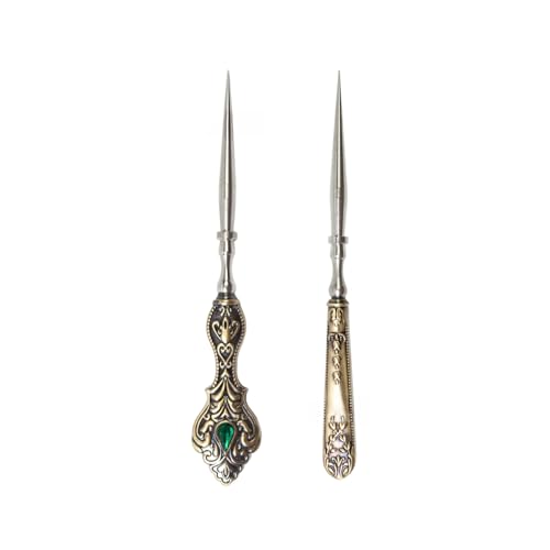 NVOQILIN 2 Stück Vintage-Nähahlen aus Metall, für Lederarbeiten, Handnähen, Nähen NVOQILIN 2 Stück Vintage-Nähahlen aus Metall, für Lederarbeiten, Handnähen, Nähen von NVOQILIN