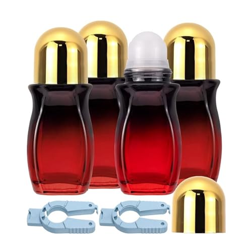 NVOQILIN Glas-Rollerflaschen mit goldfarbenen Kappen, glatter Applikator für Duftöle, 50 ml, 4 Stück NVOQILIN Glas-Rollerflaschen mit goldfarbenen Kappen, glatter Applikator für Duftöle, 50 ml, 4 Stück von NVOQILIN