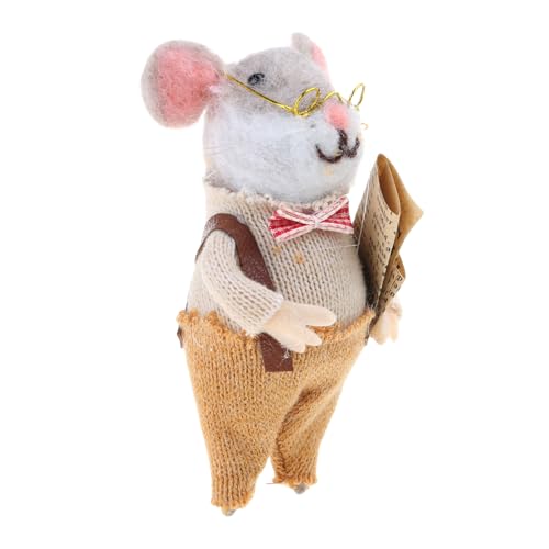 NVOQILIN Nadelfilz Modell Weihnachten Cartoon Wolle gefilzt Mäuse Miniaturfigur Puppen für Wohnkultur oder Mottoparty von NVOQILIN