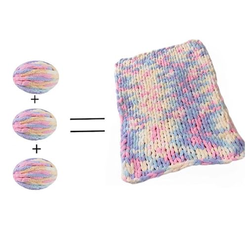 Regenbogen-Chenille-Garn zum Handstricken und Häkeln, weich, warm und vielseitig, dick, gemütlich für Decken, Schals, Handstrickgarn, Decken von NVOQILIN