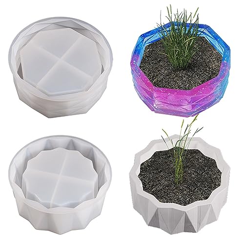 Silikonform für Blumentopf, rund, Epoxidharz, Gießvase, Zement, Ton, Stifthalter, Blumentopf, Harzformen, Silikon von NVOQILIN