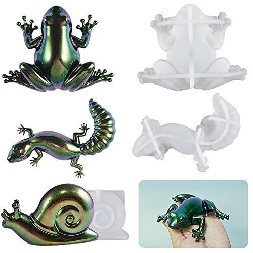 Silikonform mit Fröschen, Eidechsen, Schnecken, Tier, Epoxidharz, Schmuckform, Kunstharz, Anhängerform, geeignet für handgefertigte Bastelarbeiten von NVOQILIN