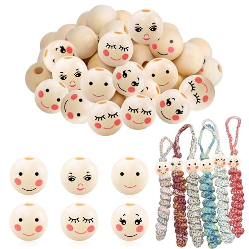 120 Stück 6 Stile Holzperlen mit Gesicht, Holzkugeln mit Gesicht 20mm, Naturholzperlen für DIY Bastelarbeiten Dekorationen, Schmuck Armband Halskette, Sorgenwürmchen, Glückswürmchen 120 Stück 6 Stile Holzperlen mit Gesicht, Holzkugeln mit Gesicht 20mm, Naturholzperlen für DIY Bastelarbeiten Dekorationen, Schmuck Armband Halskette, Sorgenwürmchen, Glückswürmchen von NVTRSD