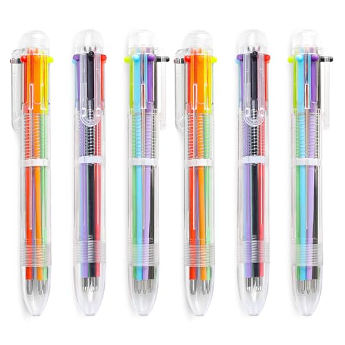 NVTRSD 6 Stück Kugelschreiber Mehrfarbig, 6 in 1 Mehrfarbiger Kugelschreiber, 0,5 mm Versenkbare Kugelschreiber, 6 Farben Stifte für Büro, Schulbedarf, Studenten, Kinder, Krankenschwestern, Geschenk von NVTRSD
