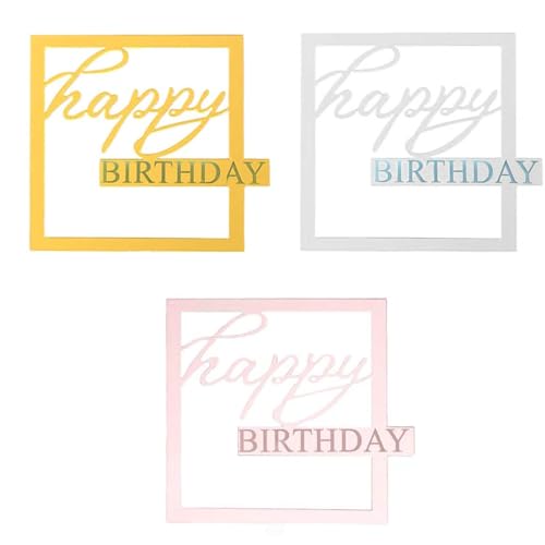 3 Stück Happy Birthday Tortendeko,Cake Decoration,Cake Topper Geburtstag,Spiegel Acryl Happy Birthday Tortendeko,Geeignet für Babyparty, JubiläEn Party Dekoration von NVUGFJ