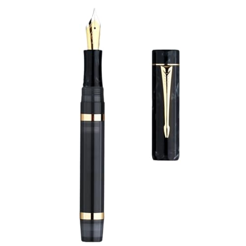 NVVVNX Füllfederhalter aus Kunstharz, Nr. 6, feine Spitze, 0,5 mm, mit Konverter, goldener Clip, schöner Schreibstift, Schwarz, mit Geschenkbox NVVVNX Füllfederhalter aus Kunstharz, Nr. 6, feine Spitze, 0,5 mm, mit Konverter, goldener Clip, schöner Schreibstift, Schwarz, mit Geschenkbox von NVVVNX