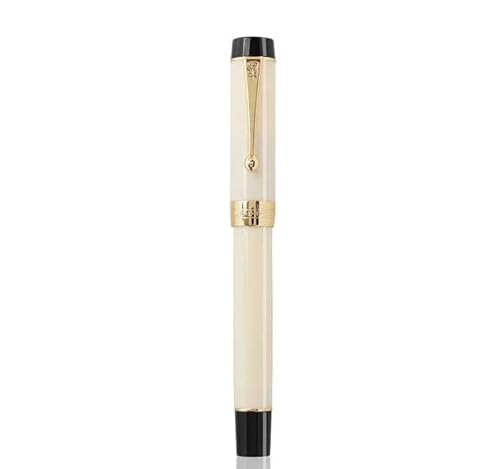 NVVVNX Füllfederhalter aus Kunstharz, feine Feder, 18 kg, goldener Clip, Büro, Geschenk, Schreibwaren, Schulbedarf (Elfenbeinweiß) von NVVVNX
