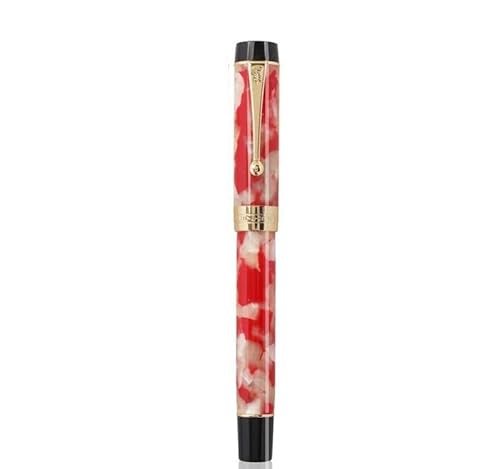 NVVVNX Füllfederhalter aus Kunstharz, feine Feder, 18 kg, goldener Clip, Büro, Geschenk, Schreibwaren, Schulbedarf (Koi-Rot) von NVVVNX