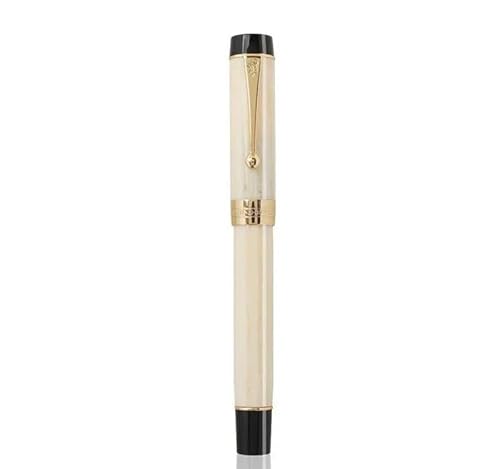 NVVVNX Füllfederhalter aus Kunstharz, feine Feder, 18 kg, goldener Clip, Büro, Geschenk, Schreibwaren, Schulbedarf (gestreift, Elfenbeinweiß) von NVVVNX