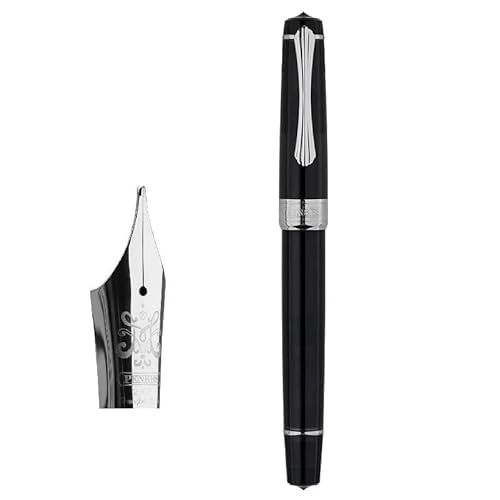 NVVVNX Kolben-Füllfederhalter-Klinge/runde Feder, Tintenabsorbierend, große Kapazität, transparentes Acryl, Business-Schriftzug, Geschenkstift (F) von NVVVNX